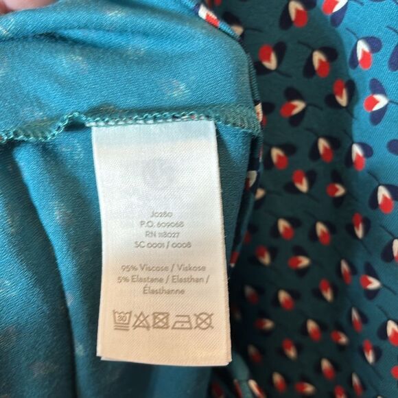 Boden women’s 4R true wrap jersey knit green abstract floral midi dress - Picture 6 of 6